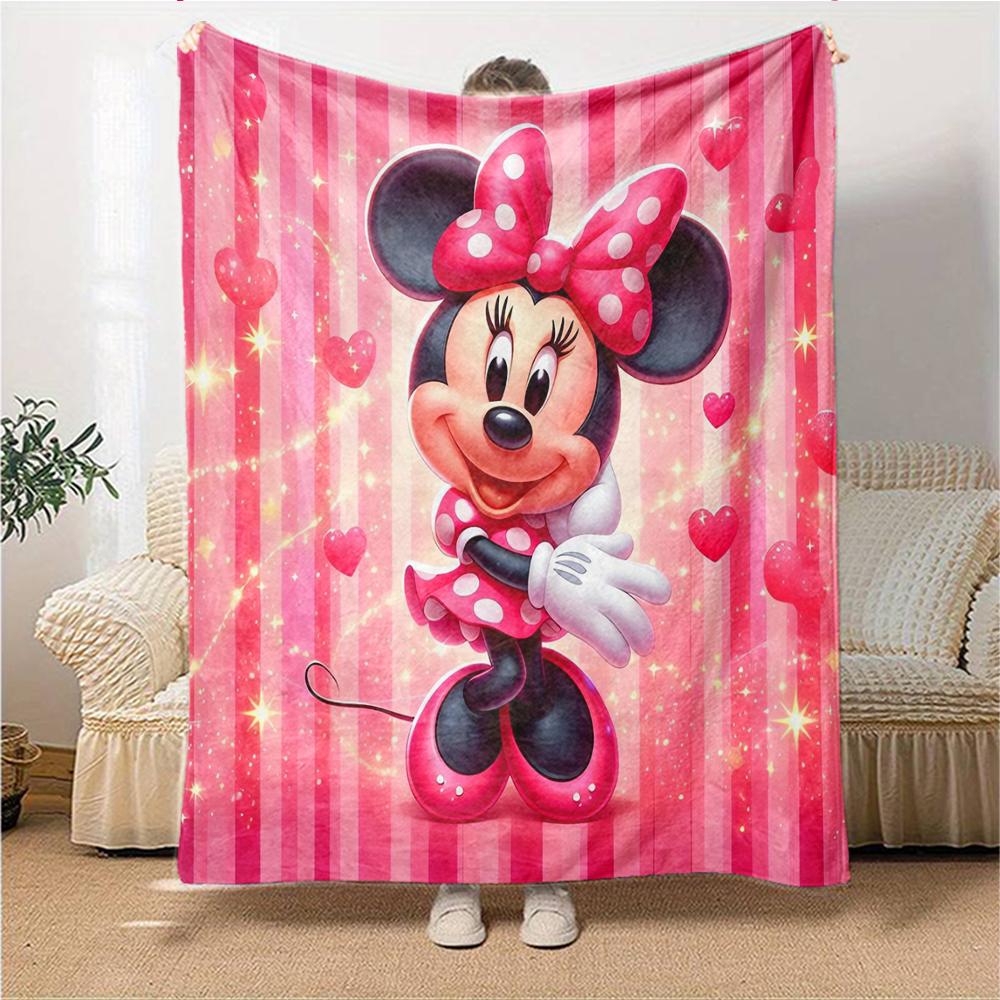 Pink Minnie Mouse Love Blanket Soft Throw Blanket For Home Bedroom Bed Sofa Travel Office Solid Christmas Blanket
