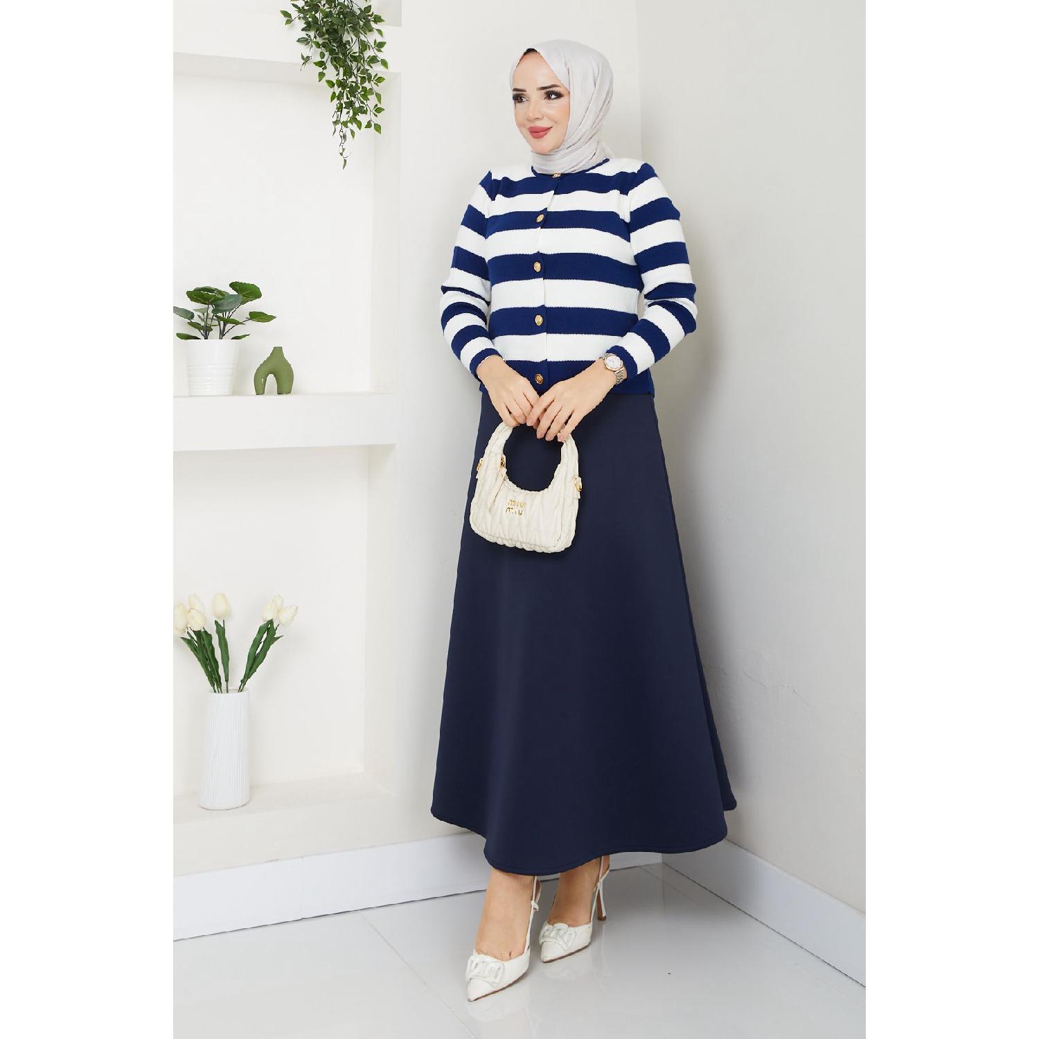

Women s Knitwear Cardigan Scuba Skirt Set 38 Темно-синій