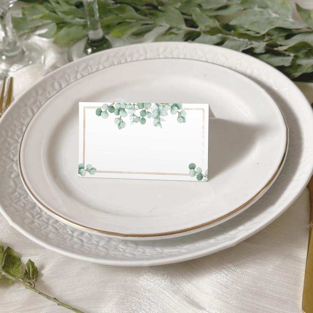 100pcs Blank Table Place Cards Flowers Plants Printed Food Table Setting Seating Place Cards Paper Greeting Card