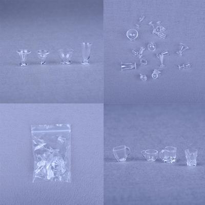 1 Set Dollhouse Miniature Ice Cream Cups Set Toy Kitchen Dining-Room Clear