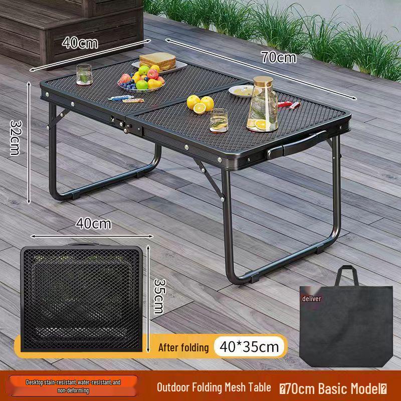 Tavolo da Picnic Pieghevole Portatile in Alluminio per Barbecue e Campeggio
