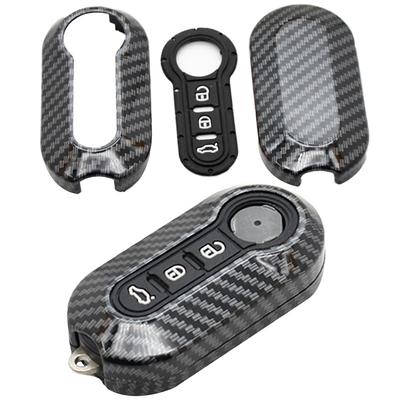For Fiat Ducato 500 500L Panda Grande Punto Lancia Musa Carbon Fiber Pattern Car Flip Key Case Cover  Auto Shell Fob Keychain