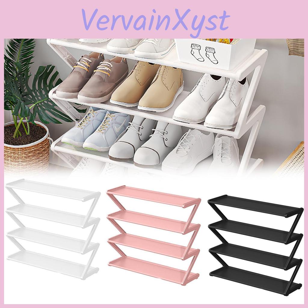 Tier 4 Stainless Steel Shoe Rack Organizer Independent Shoe Cabinet With Steel Pipe Multifunctional Entrance Shoe Cabinet Corridor Shoe Cabinet