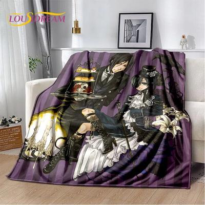 Manta de dibujos animados de Black Butler Anime 3D, manta suave para el hogar, dormitorio, cama, sofá, picnic, viajes, oficina, manta de descanso para niños