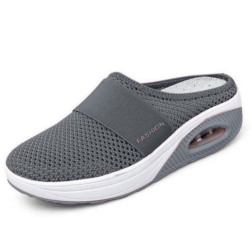 Xia's new large-size lazy one-pedal bag head mesh thick-soled slippers women's slope heel slippers women's