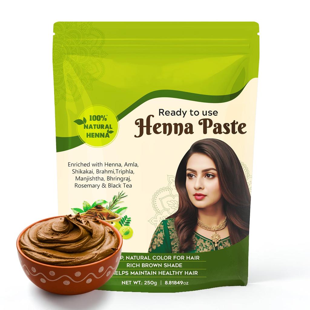 KAVERI Ready to Use Henna Paste for Hair | Natural Hair Color with Henna, Amla & Shikakai | Rich Brown Shade | No Chemicals | Helps Nourish & Streng