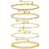 Stainlesss Steel Chain Bracelets Set,5pcs Dainty Layered Bracelet Jewelry For Women Gift