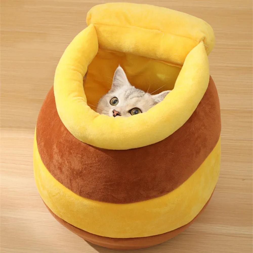New Cat Nest Super Soft Honey Pot Shaped Comfortable Puppy Fossa Removable Skin-friendly Kitten Bed with Inner Pad Pet Products