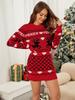 2024 Women's Slim-Fit Reindeer Jacquard Christmas Sweater Dress