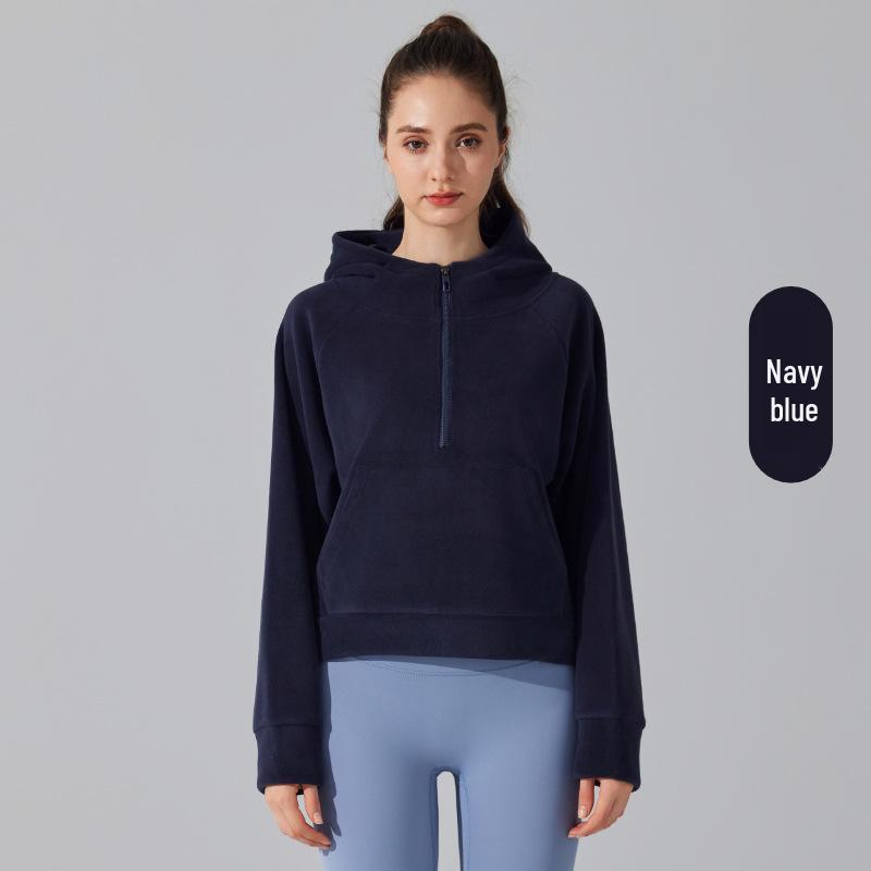

Oli Velvet Hooded Yoga Suit: Autumn/Winter Loose, Thick, Warm, Versatile Sports Jacket with Zipper S