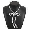 Dames Populair Europees Parel Strik Ketting Voor Dames Licht Luxe Elegante Gelaagde Imitatie Parel Ketting Sieraden