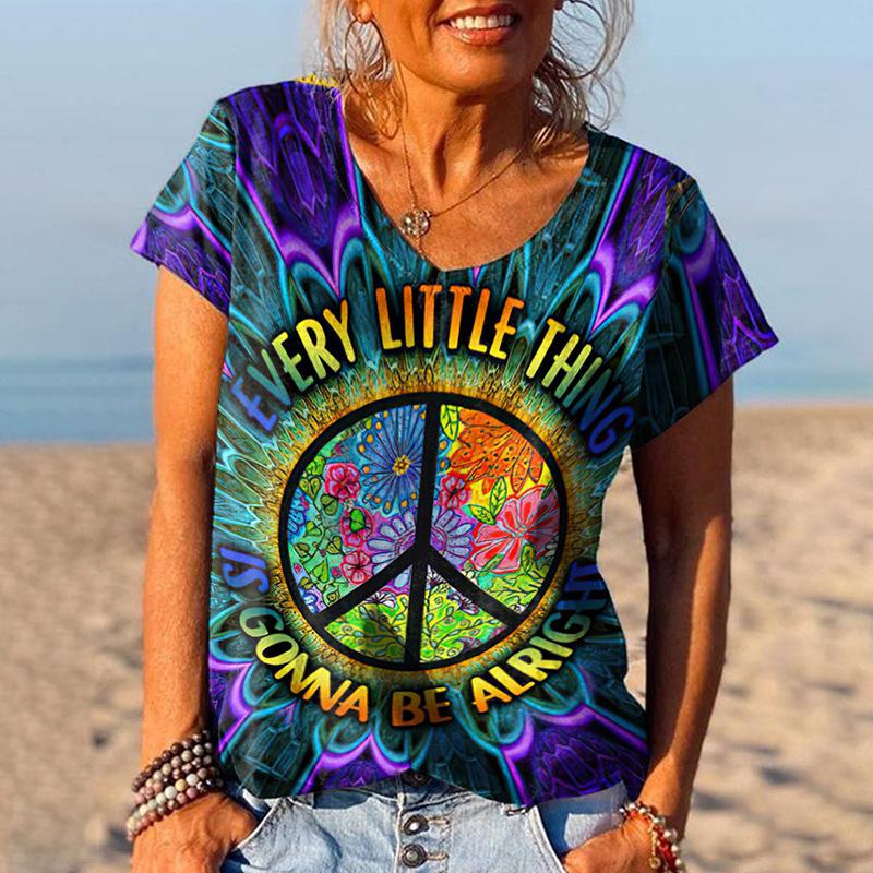 Summer Casual Loose 3D Printed Short Sleeved Women's T-shirts
