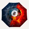 Flame & Water: The Ultimate Billiard Ball ArtworkUmbrella, Portable 3-Fold Umbrella for Men & Women,Christmas Gift ES159