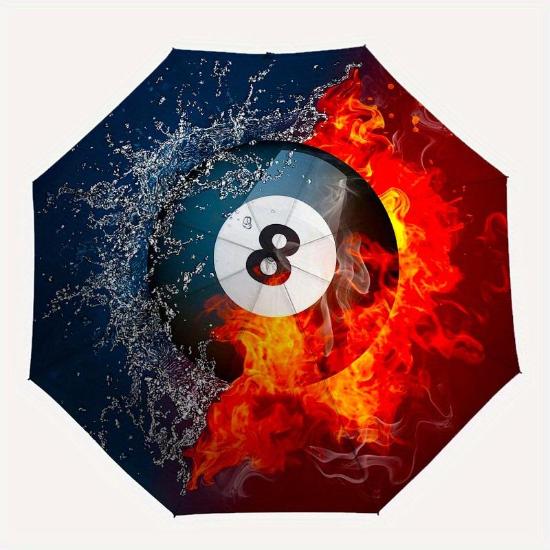 Flame & Water: The Ultimate Billiard Ball ArtworkUmbrella, Portable 3-Fold Umbrella for Men & Women,Christmas Gift ES159