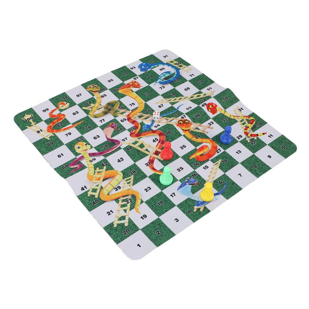 Snakes and Ladders Board Game Set 35cm Rubber Portable Board Game Set for Home Travel Picnic