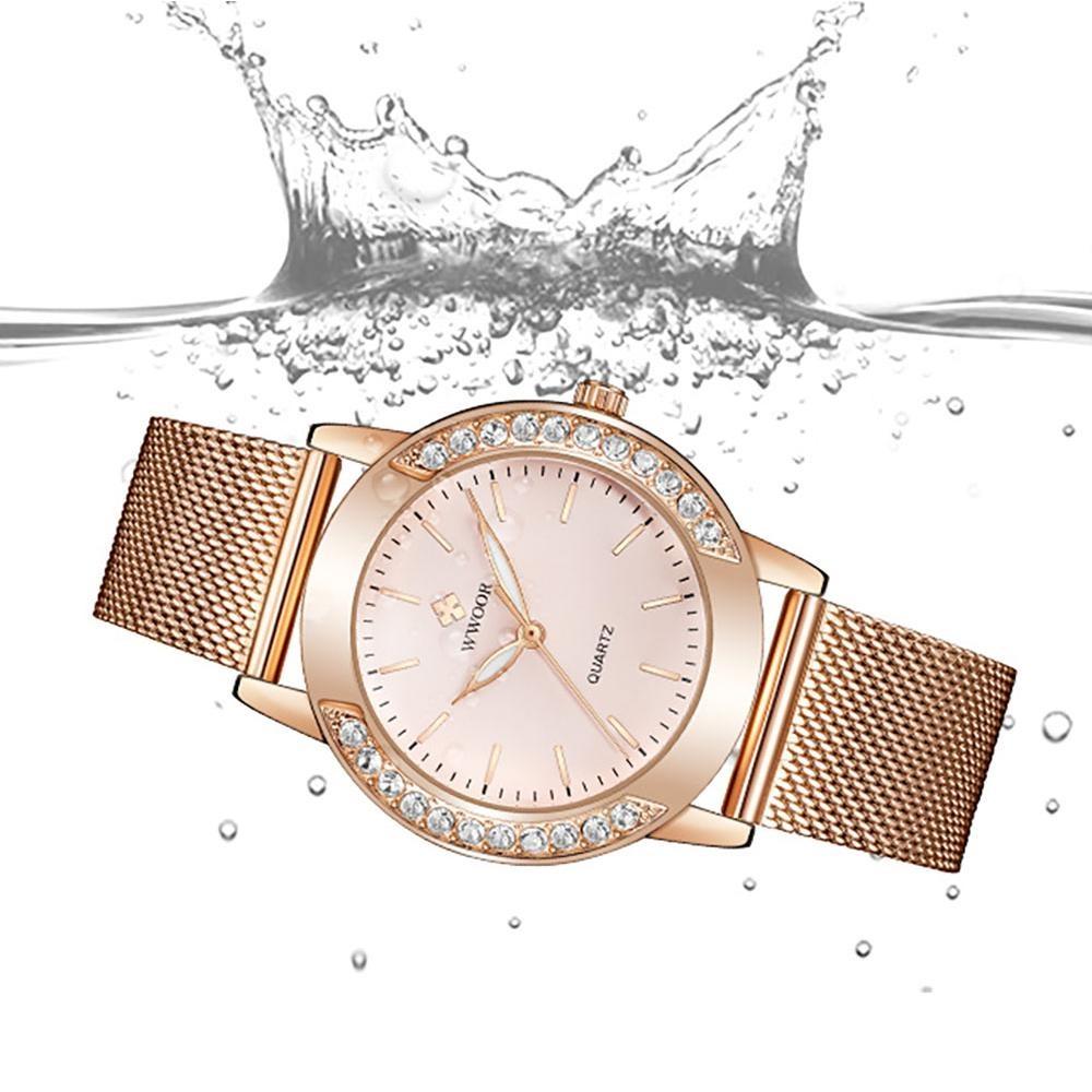 WWOOR Women Watch Luxury Diamond Dress Watch For Women Waterproof Ladies Quartz Bracelet Wristwatch Gift