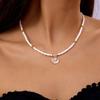 Böhmische Handgefertigte Perlenkette Modische Halsketten für Damen Einfache Metallmuschel-Anhänger Halsketten Party Schmuck Geschenke
