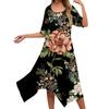 Damen Casual Mode Rundhals Kurzarm Druck Unregelmäßiger Saum Midi-Kleid