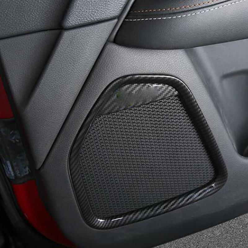 For Jeep Compass 2017 2018- ABS Plastic Car Door Sound Speaker Audio Ring Cover Carbon Fiber Water Cup Holder Frame Trim