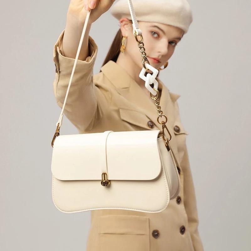 Shoulder bag with flap for women monochromatic casual shoulder crossbody bag