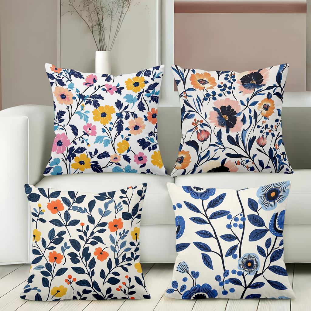 Floral Patterned Throw Pillows For Home Decor Polyester Pillowcase, Sofa Decorative Cushion Cov Headboard Pillow