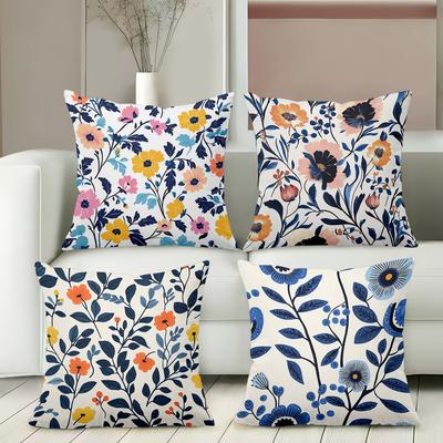 Floral Patterned Throw Pillows For Home Decor Polyester Pillowcase, Sofa Decorative Cushion Cov Headboard Pillow