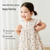 Infant Girl's Flutter Sleeve Cotton Romper Dress