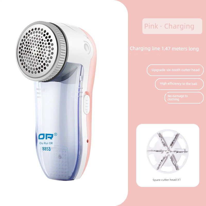 

Триммер для катышков на свитере, подключаемый к сети, машина для бритья шариков с одежды, удалитель ворса, всасывание и соскребание, удалитель ворсинок, удобный гаджет Pink Rechargeable Model + 1 Six-Tooth Large Blade