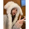 Cute Fuzzy Bunny Hat Long Rabbit Ears Winter Beanies Hats Sweet Women's Plush Caps  Ski
