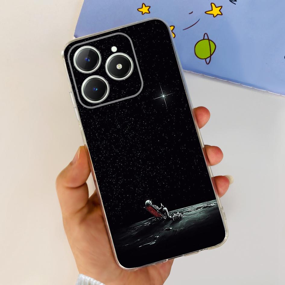 For Realme C63 4G 2024 Case RMX3939 Cover Cute Love Heart Soft Clear Silicone Protective Cases For Realme C61 4G C 61 C 63 Funda