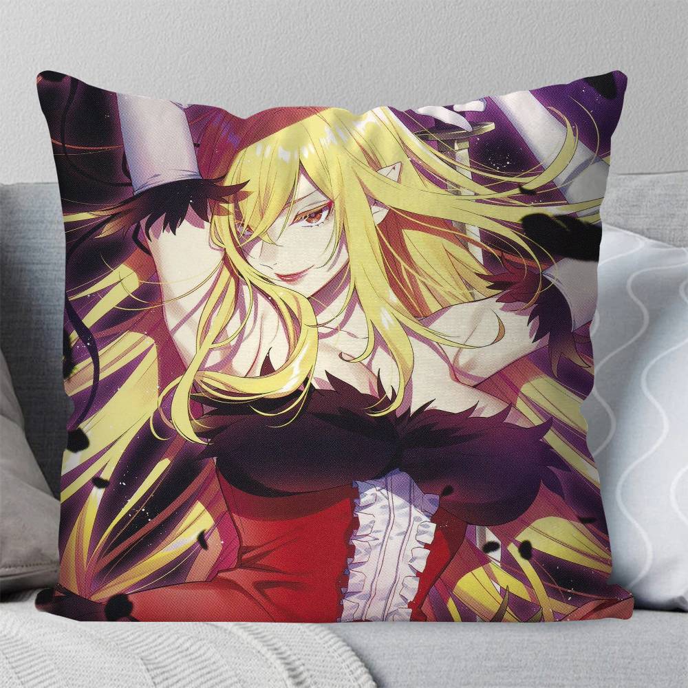 Kizumonogatari Anime Kiss Shot Pillow Case Fashion Square Pillowcase Bedroom Sofa Room Ins Decoration Leisure 30cmx30cm