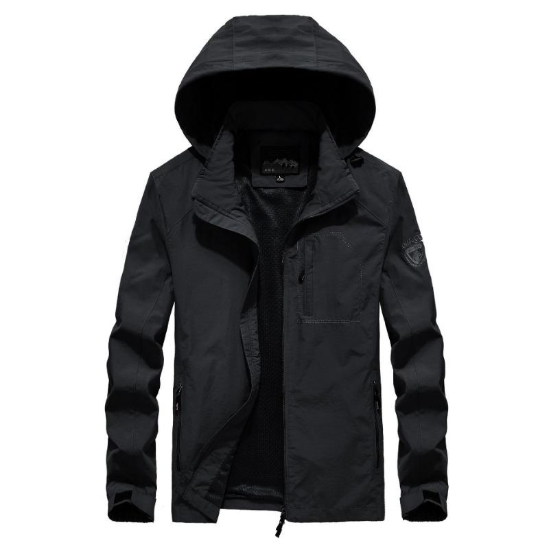 Hooded Jacket Jacket Men's Top Outdoor Sports Casual Thin Large Size Trench Coat Clip Outdoor Jacket