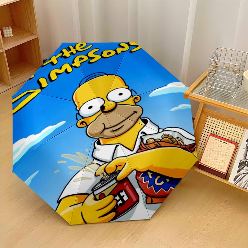 The Simpsons Windproof Auto 8 Rib Folding Umbrella Portable Outdoor Parasol