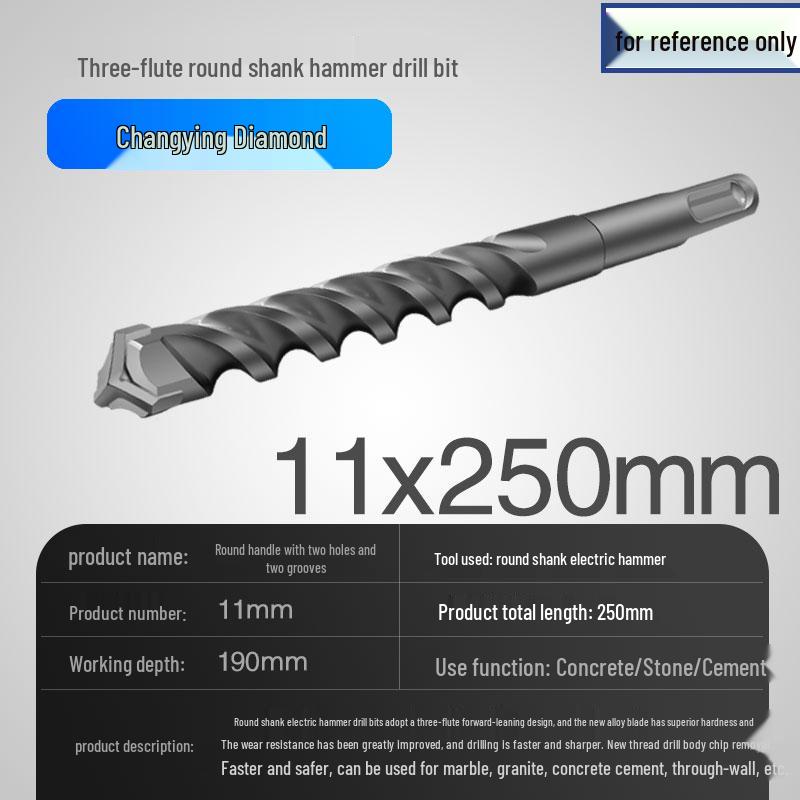 Three-Flute Round & Square Shank Drill Bit for Concrete, Cement, Rebar, Stone, Granite, Marble.