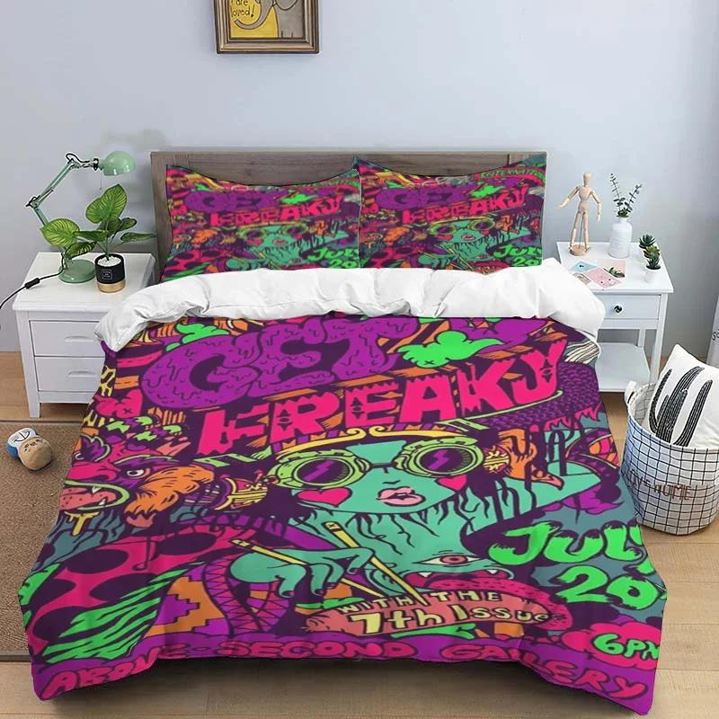American cartoon illustration Print Polyester Bedding Sets Children or Adults for Beds Quilt Cover Pillowcase Anime bedding set