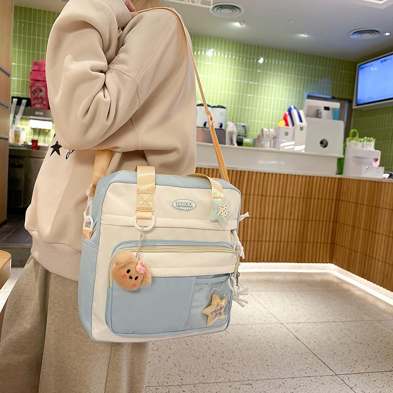 Damska Torba na Ramię Color Block Styl College Studencka Torba Crossbody Torba na Książki do Klasy