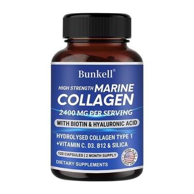 Collagène marin, vitamine C, vitamine B6, vitamine D3 2400 mg/portion, 120 gélules complément alimentaire