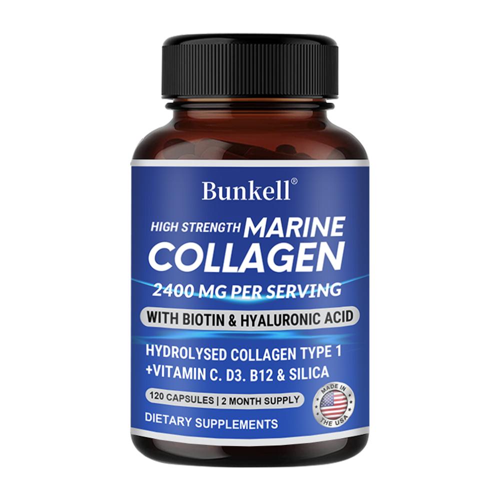 Marine Collagen, Vitamin C, Vitamin B6, Vitamin D3 2400mg/portion, 120 Capsules Dietary Supplement