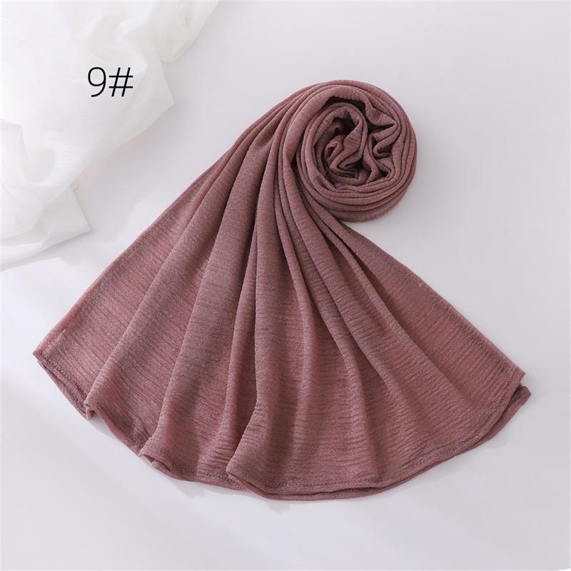 18Color New Ramadan Women's Breathable Wrinkled Solid Color Scarf Muslim Hijabs Soft Shawl Wrap Lady 70*170cm