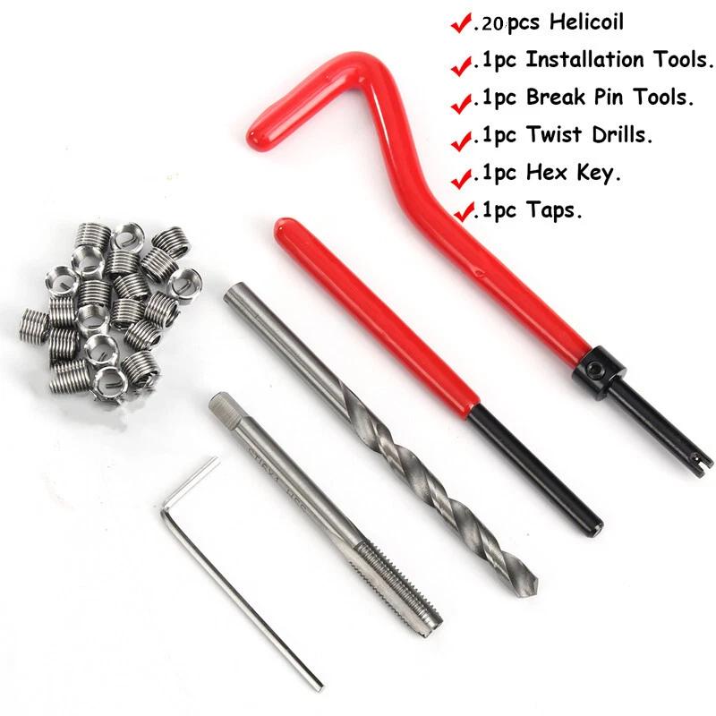 25Pc Thread Repair Insert Kit Helicoil Car Pro Coil Tool M6x1.0x8.0MM