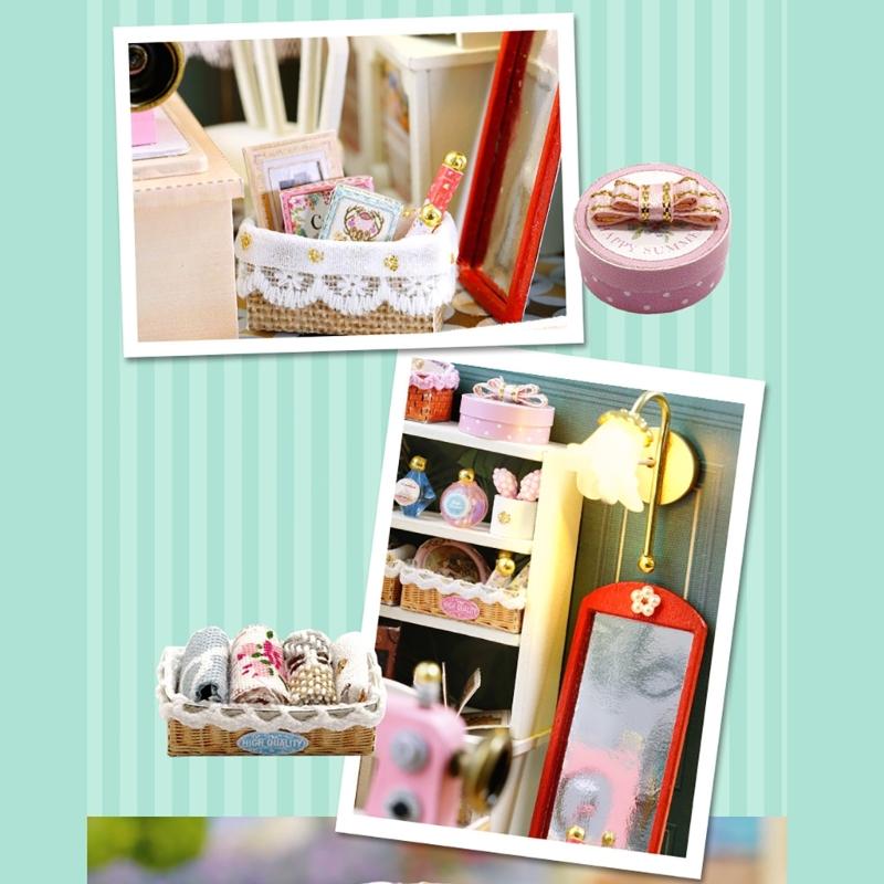 Wood Atelier Insert Candy Shop Model Dollhouses with light Unique Craft Build Your Own Shop Model Craft