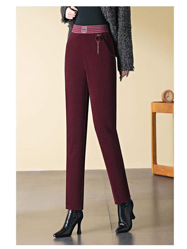 Women's European Velvet Harem Pants - Thickened, Elastic Waist, Petite, Winter 2024 Style