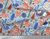 Soimoi Beige Poly Crepe Fabric Tree & Fox Folk Art Fabric Prints By Metre 42 Inch