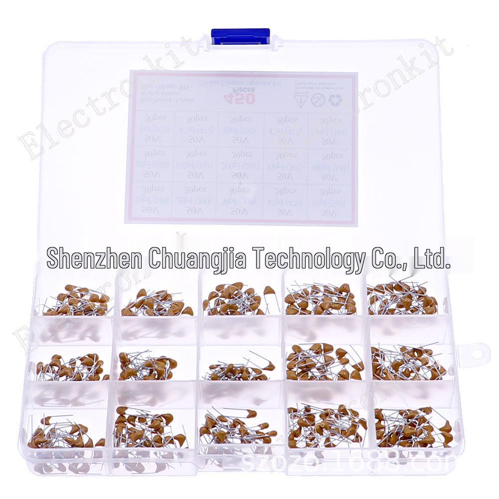 Monolithic Capacitor Set: 450 Pieces, 15 Types, 10PF-100NF, 50V