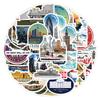 10/30/50pcs Cartoon World Famous City Landmark Building Stickers Decals DIY Scrapbooking Phone Guitar Diary Graffiti Sticker Toy