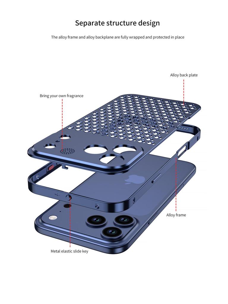 Cross-border Compatible Aroma Cooling Aluminum iPhone Case for 14/15/16/17 Pro Max