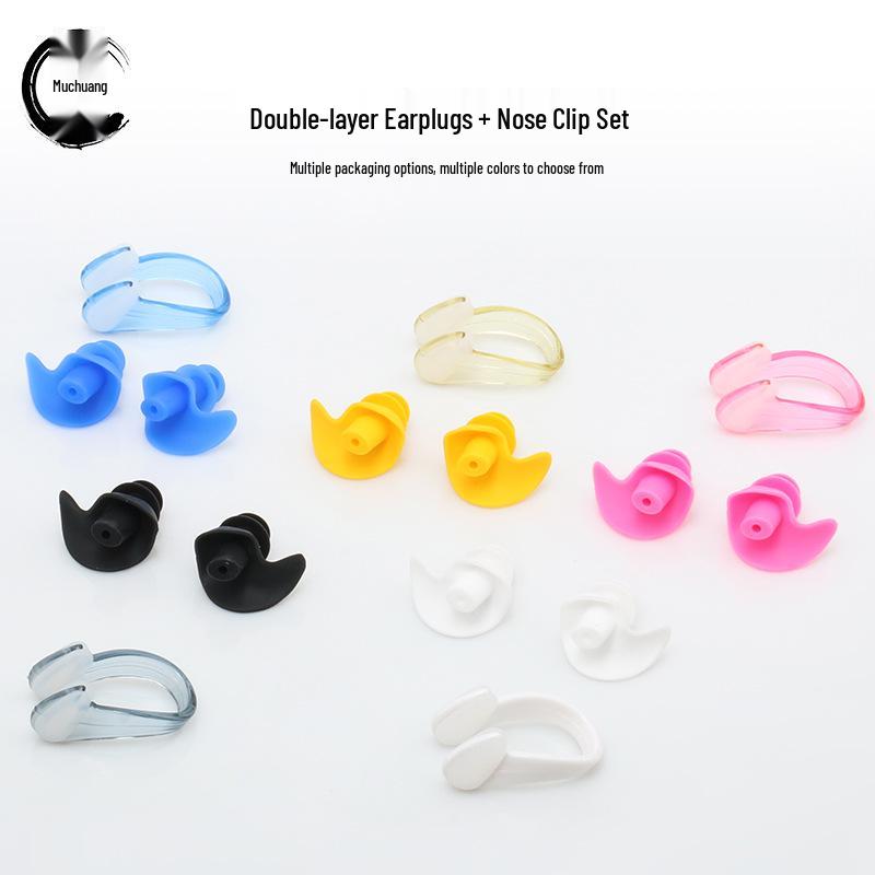 Silicone Waterproof Swimming Earplugs & Nose Clip Set - New Upgrade