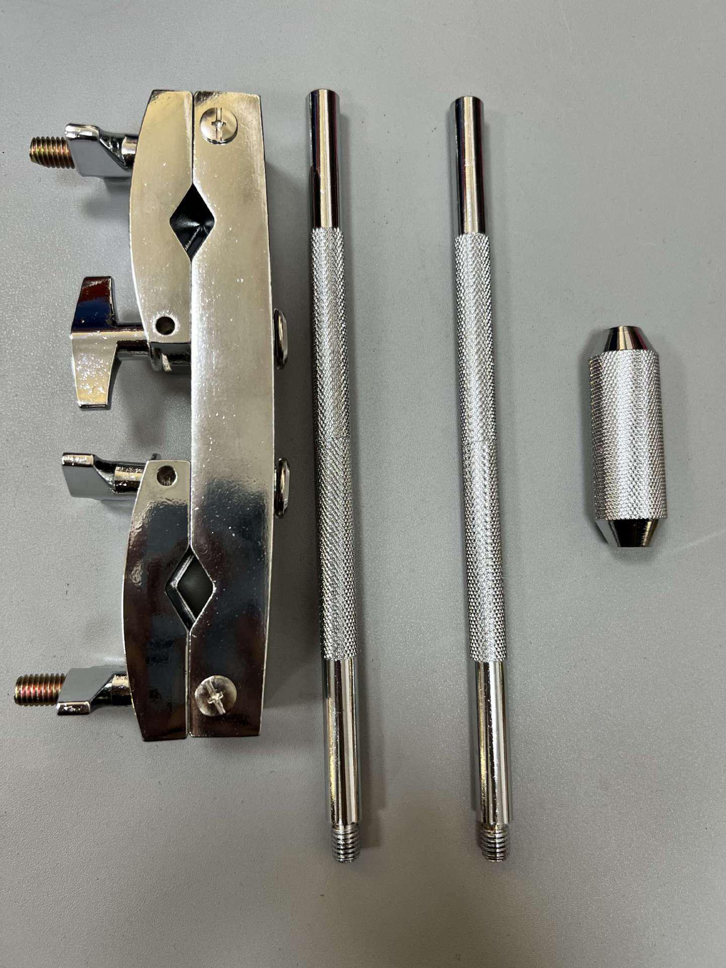 Cowbell and Clapper Drum Connection Clamp with Double Rods