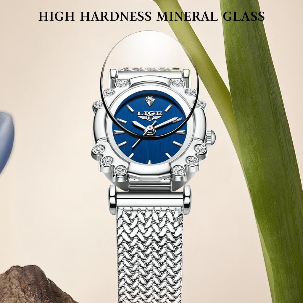 LIGE 2025 New Women Watch Simple Fashion Waterproof Quartz Ladies Watches Ultra-Thin Mesh Women's Bracelet Watch
