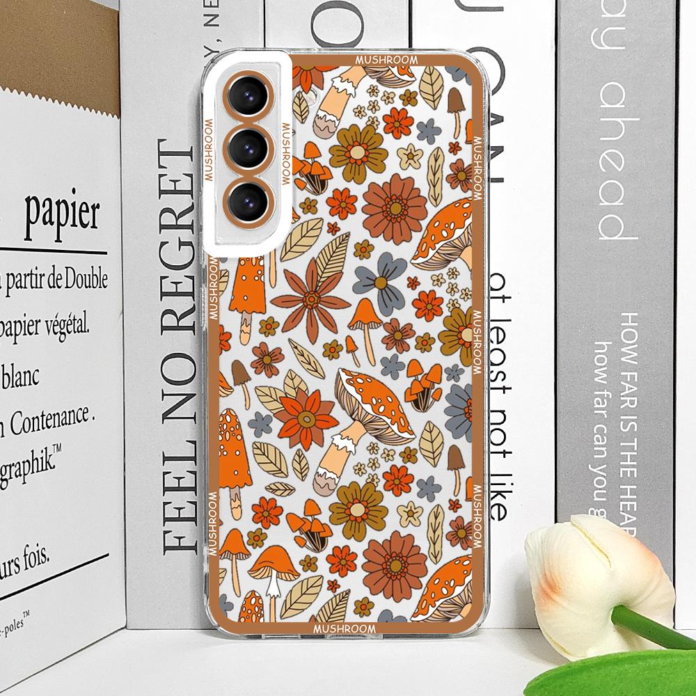 

Vintage Fall Maple Leaf Mushroom Flower Phone Case for Samsung Galaxy S25 Ultra S24 FE S23 S22 S21 S20Plus A55 A54 5G Soft Cover Galaxy S23+